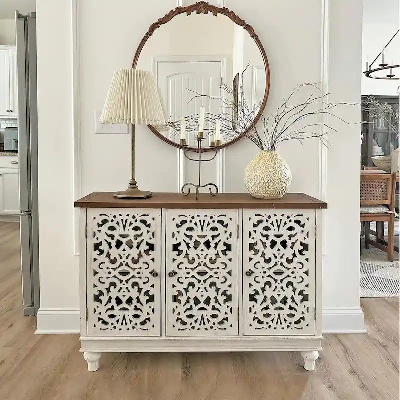 Mobile Credenza Antico con Intaglio Cavo a 3 Ante 28