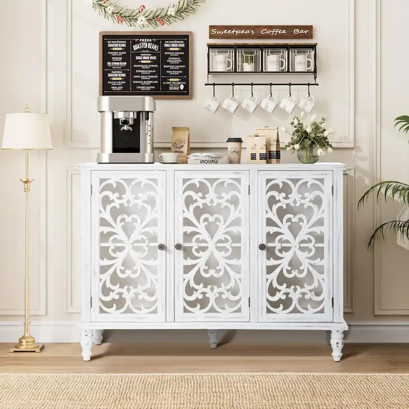 Mobile Credenza Antico con Intaglio Cavo a 3 Ante 29