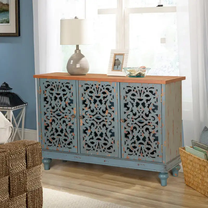 Mobile Credenza Antico con Intaglio Cavo a 3 Ante 3