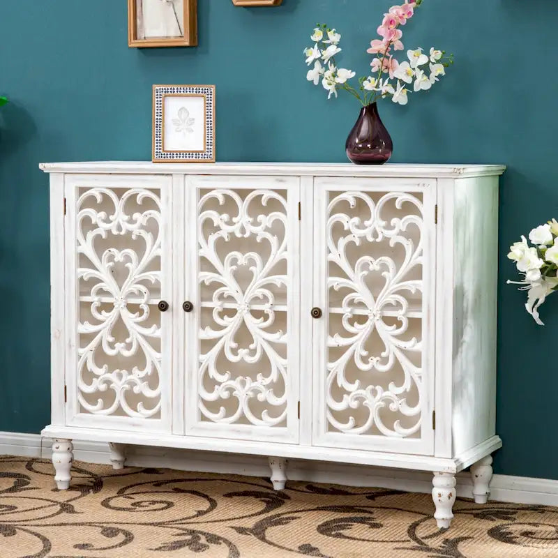 Mobile Credenza Antico con Intaglio Cavo a 3 Ante 6