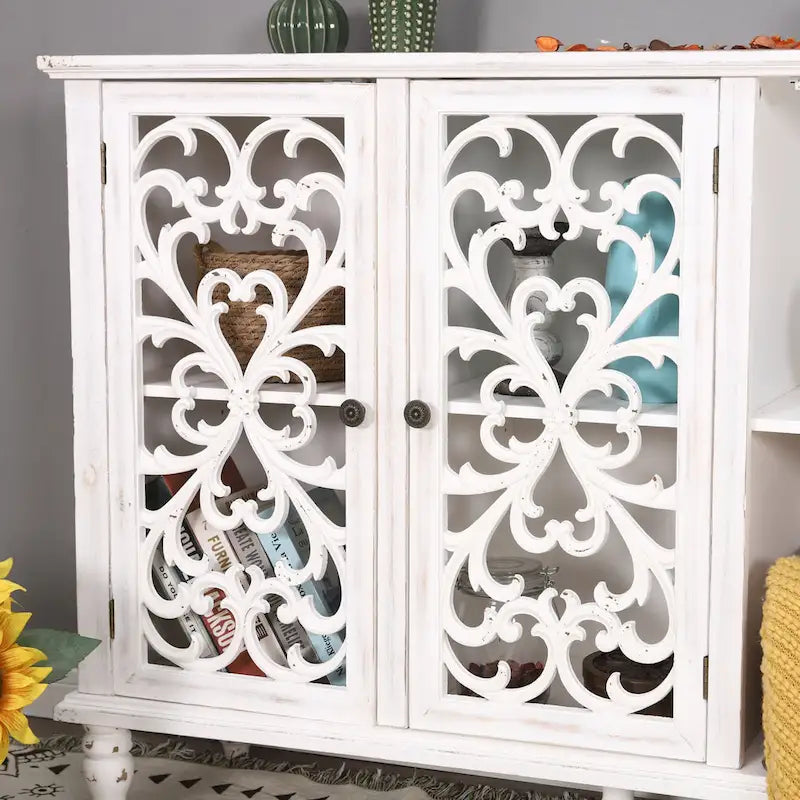 Mobile Credenza Antico con Intaglio Cavo a 3 Ante 9