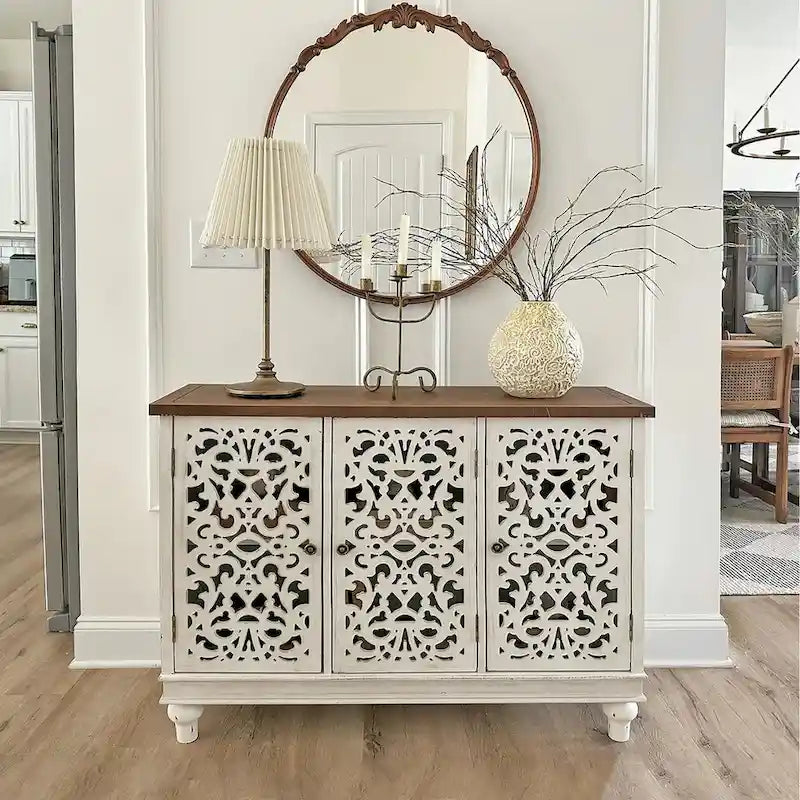 Mobile Credenza Antico con Intaglio Cavo a 3 Ante 12