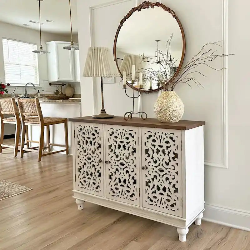 Mobile Credenza Antico con Intaglio Cavo a 3 Ante 13