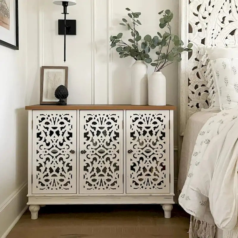 Mobile Credenza Antico con Intaglio Cavo a 3 Ante 14