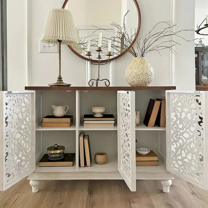 Mobile Credenza Antico con Intaglio Cavo a 3 Ante 15