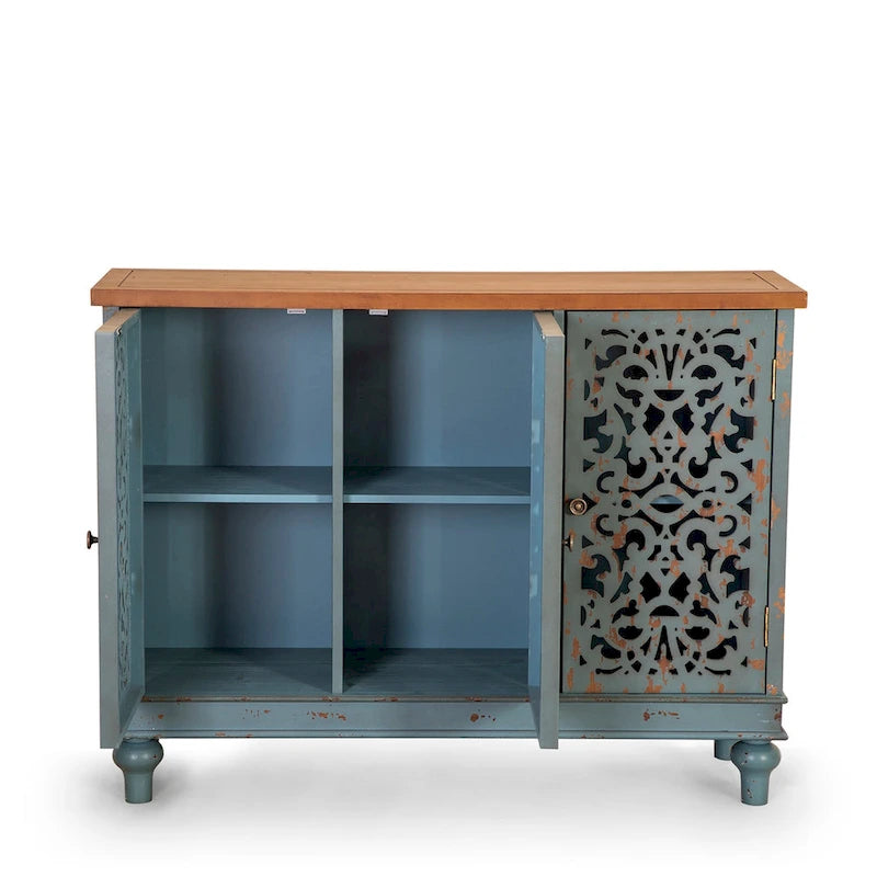 Mobile Credenza Antico con Intaglio Cavo a 3 Ante 22
