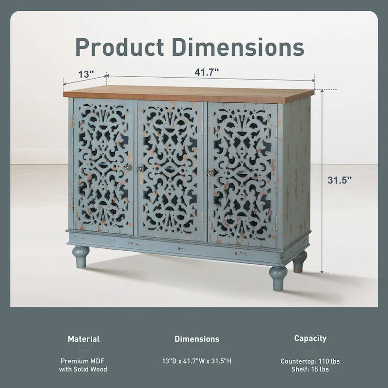 Mobile Credenza Antico con Intaglio Cavo a 3 Ante 23
