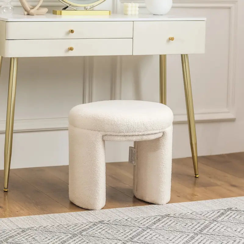 Adeco Ottoman Small Teddy Low Foot Stool Vanity Stool 16