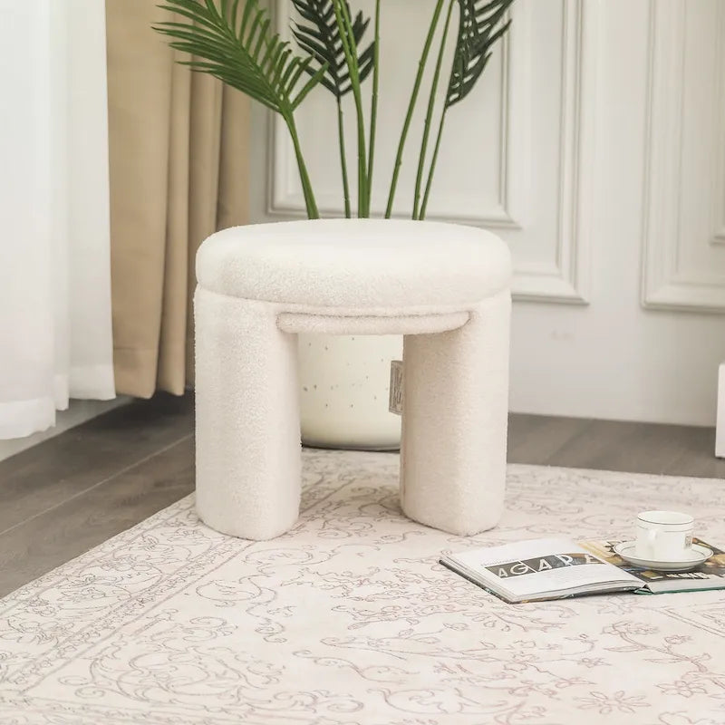 Adeco Ottoman Small Teddy Low Foot Stool Vanity Stool 6