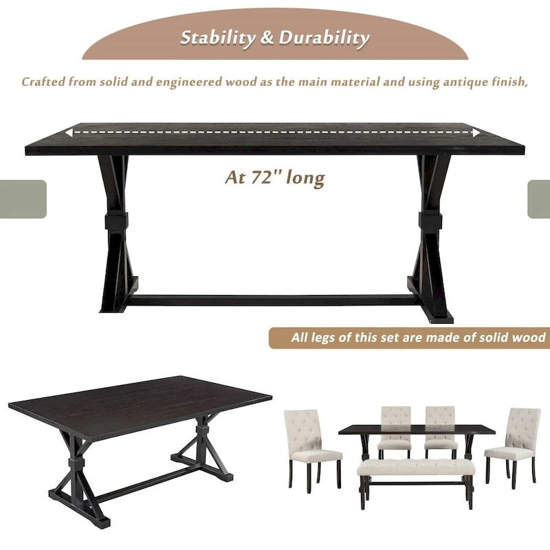 Set da pranzo da 6 pezzi in stile rustico 3