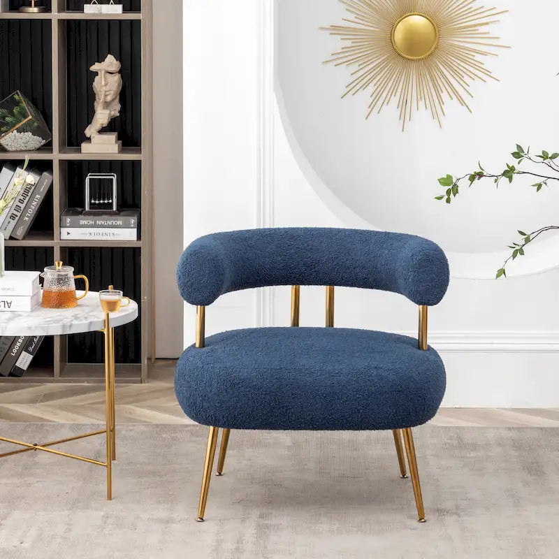 SEYNAR Sedia Vanity Moderna Glam con Schienale Aperto, Imbottita e Comoda, con Gambe Dorate 37