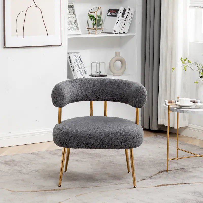 SEYNAR Sedia Vanity Moderna Glam con Schienale Aperto, Imbottita e Comoda, con Gambe Dorate 39