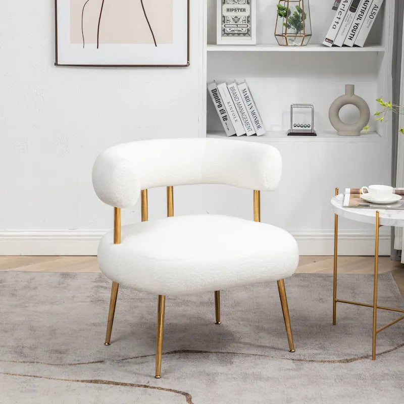 SEYNAR Sedia Vanity Moderna Glam con Schienale Aperto, Imbottita e Comoda, con Gambe Dorate 41