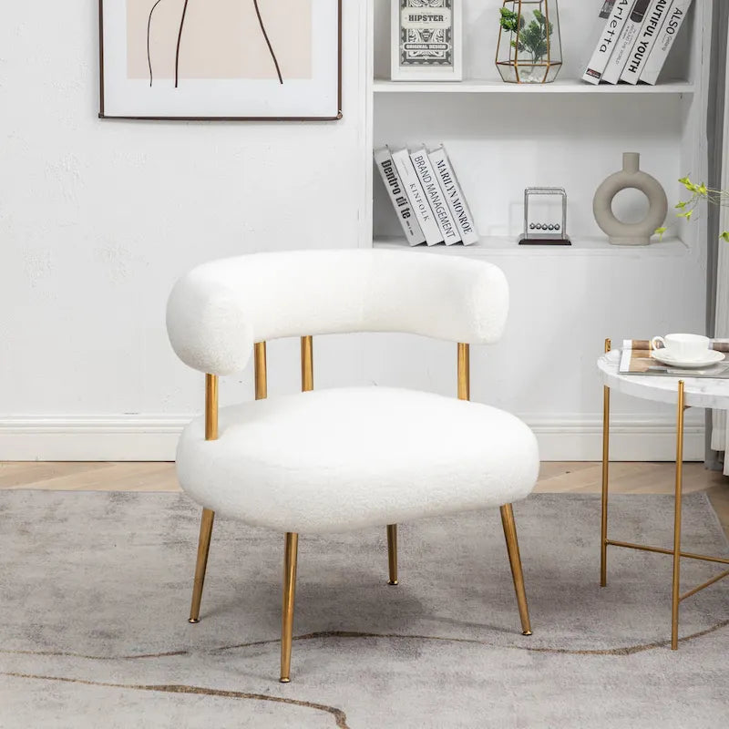 SEYNAR Sedia Vanity Moderna Glam con Schienale Aperto, Imbottita e Comoda, con Gambe Dorate 6