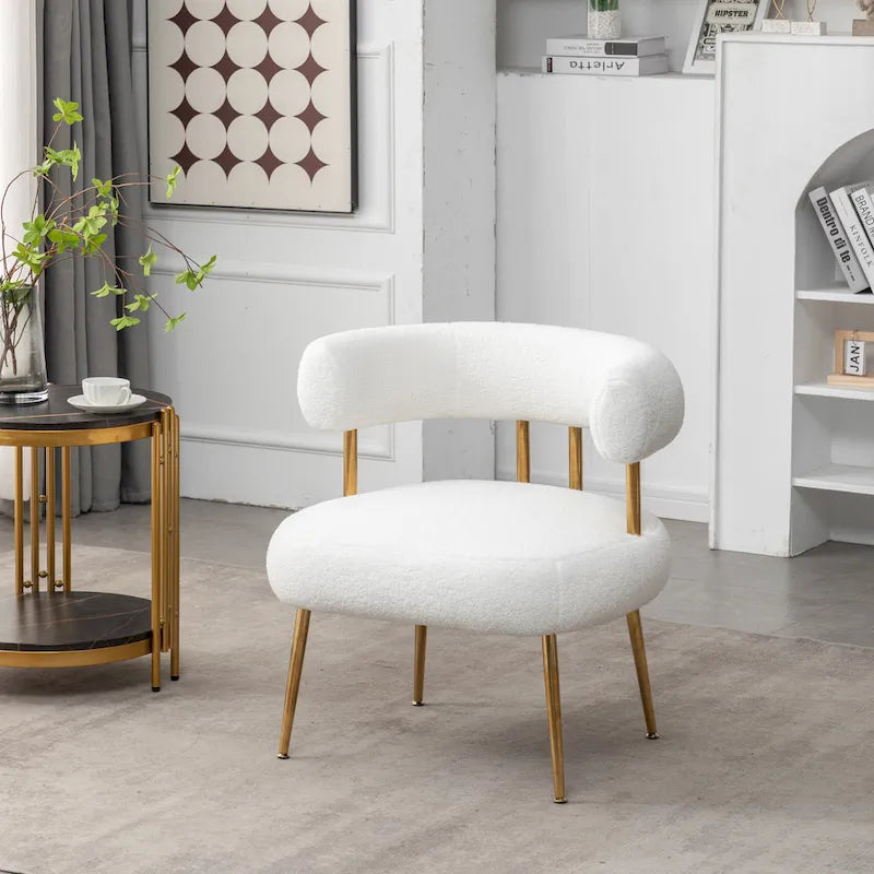 SEYNAR Sedia Vanity Moderna Glam con Schienale Aperto, Imbottita e Comoda, con Gambe Dorate 11
