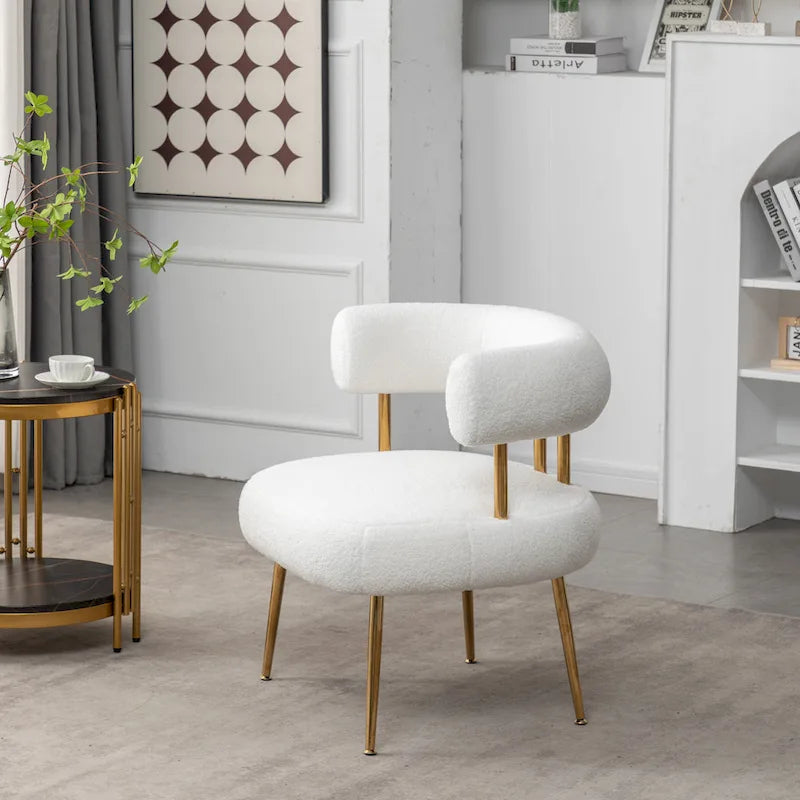 SEYNAR Sedia Vanity Moderna Glam con Schienale Aperto, Imbottita e Comoda, con Gambe Dorate 12
