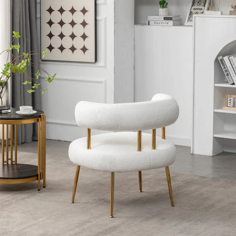 SEYNAR Sedia Vanity Moderna Glam con Schienale Aperto, Imbottita e Comoda, con Gambe Dorate 13