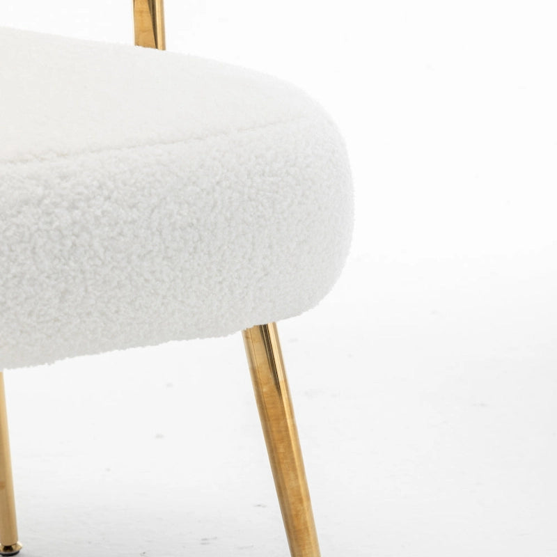 SEYNAR Sedia Vanity Moderna Glam con Schienale Aperto, Imbottita e Comoda, con Gambe Dorate 15