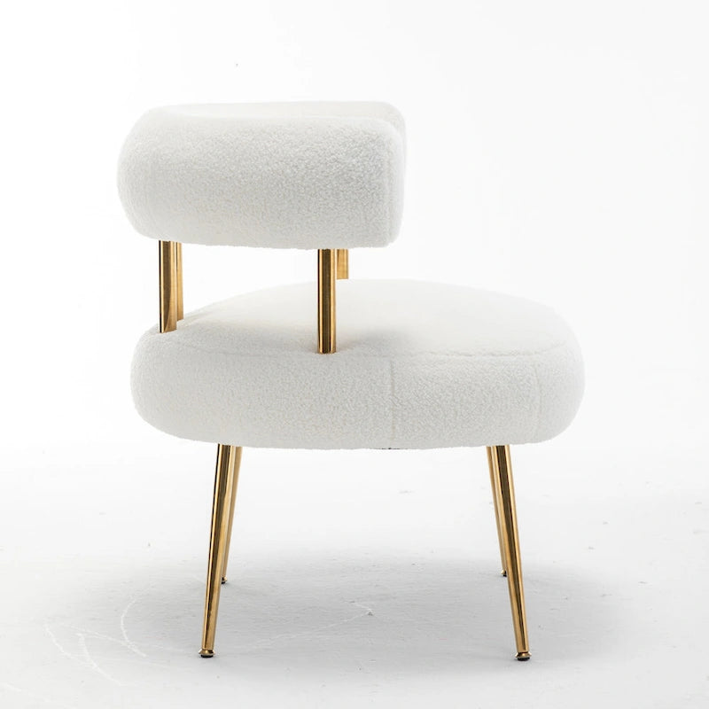 SEYNAR Sedia Vanity Moderna Glam con Schienale Aperto, Imbottita e Comoda, con Gambe Dorate 17