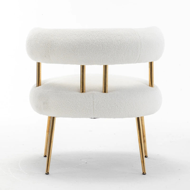 SEYNAR Sedia Vanity Moderna Glam con Schienale Aperto, Imbottita e Comoda, con Gambe Dorate 18