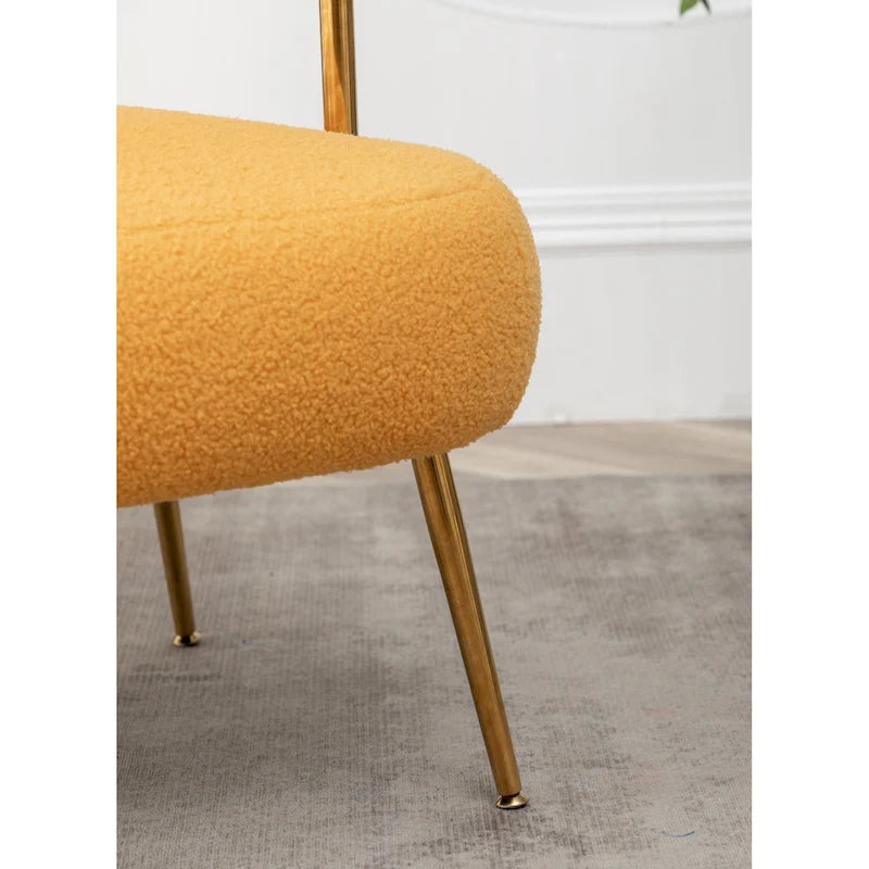 SEYNAR Sedia Vanity Moderna Glam con Schienale Aperto, Imbottita e Comoda, con Gambe Dorate 31