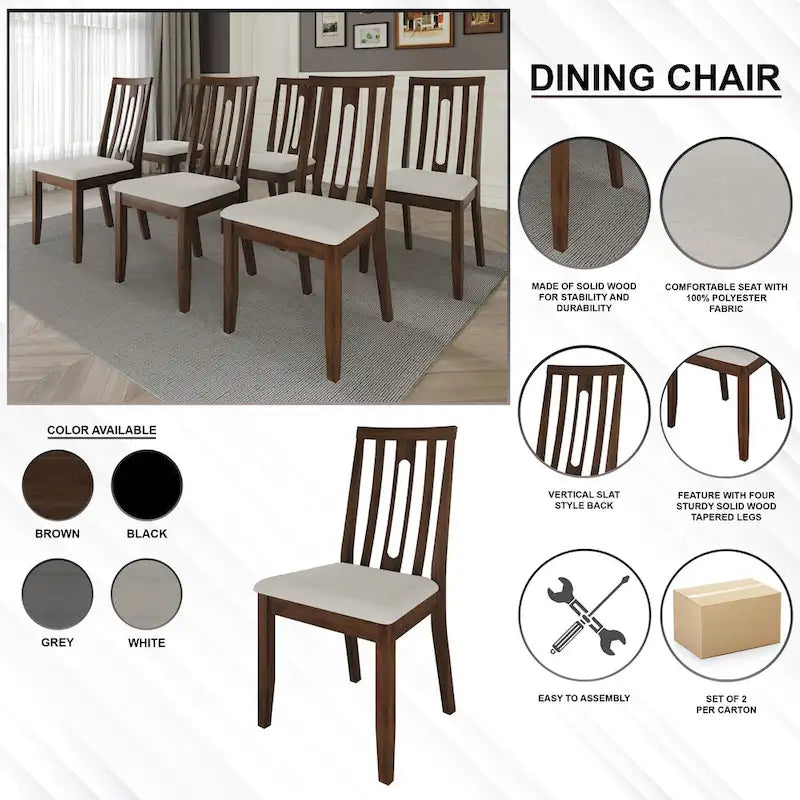 CraftPorch Contemporary Wooden Dining Chairs (Set of 2) - N/A 18