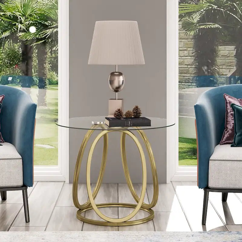 Myhozm Glass Living Room Side Table with Metal Frame 3