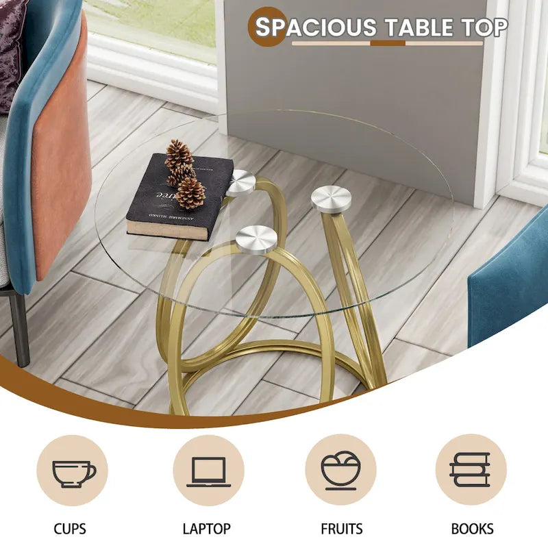 Myhozm Glass Living Room Side Table with Metal Frame 10