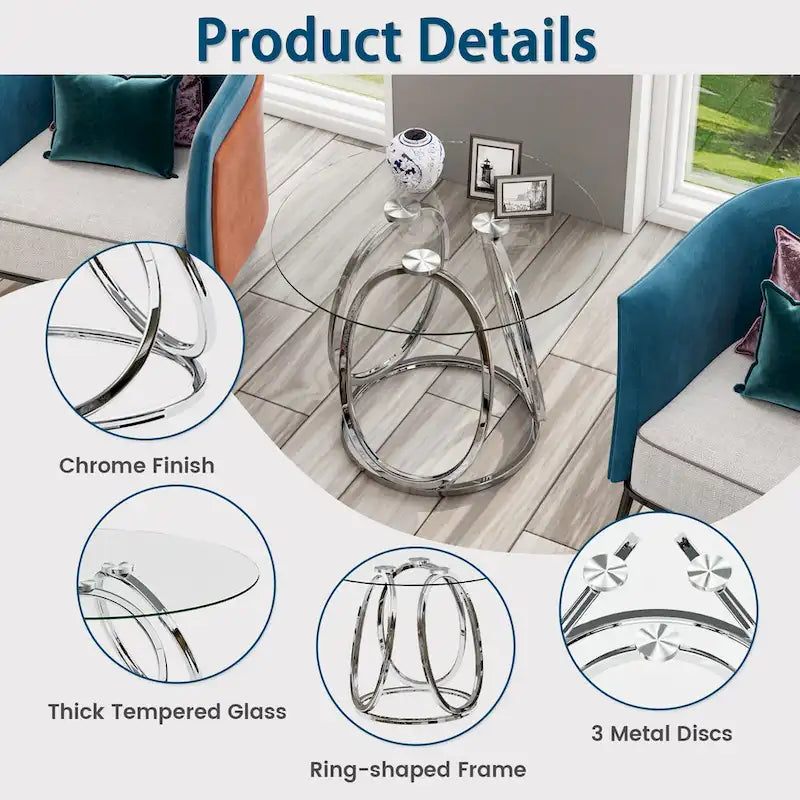 Myhozm Glass Living Room Side Table with Metal Frame 13