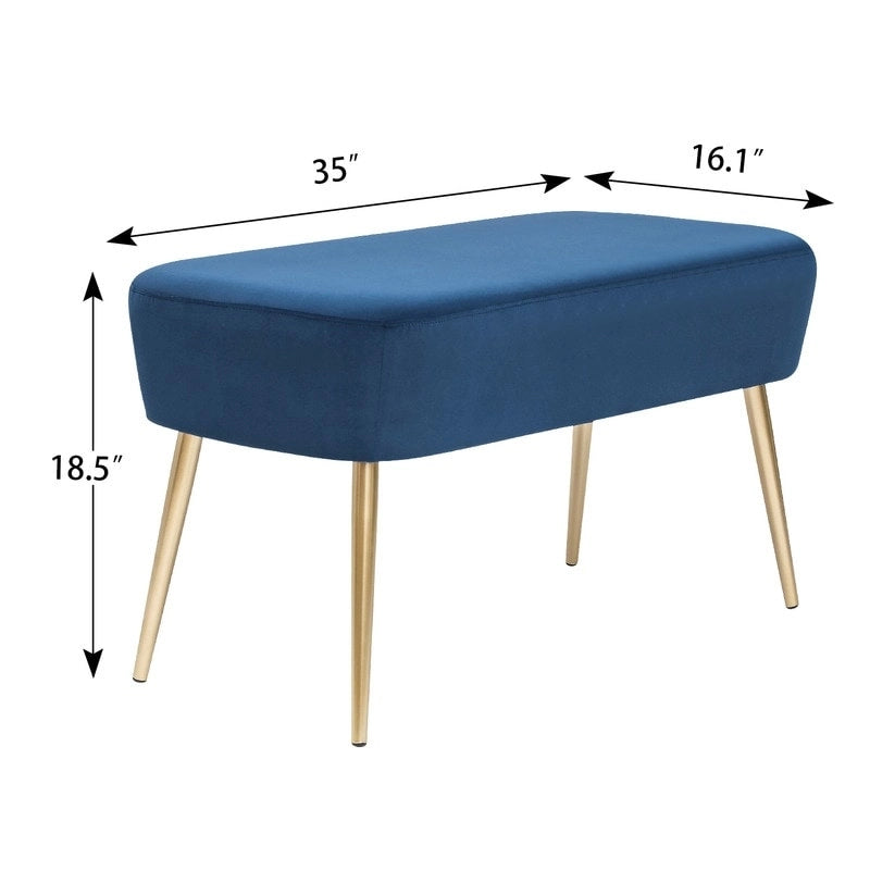 Adeco Velvet Bench Footrest, Bed End Stool Metal Legs, Dressing Chair 13