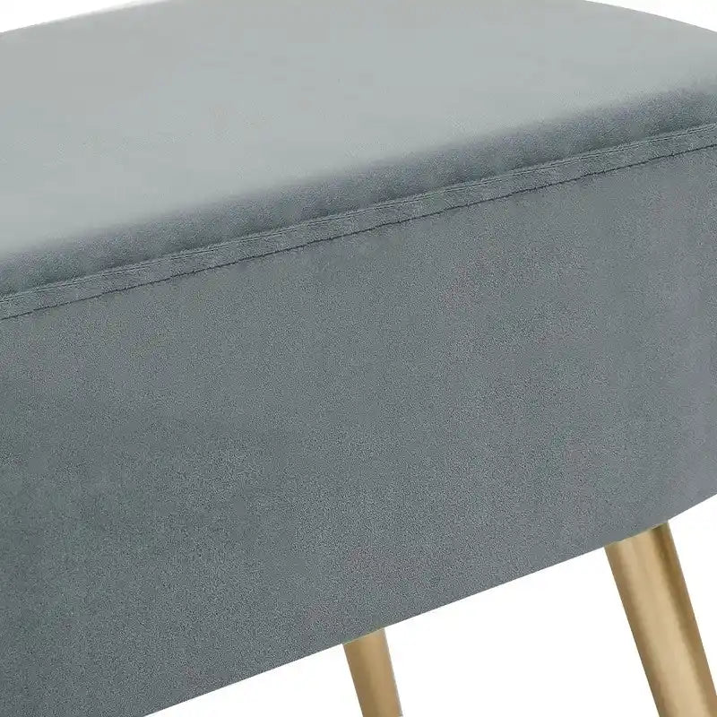 Adeco Velvet Bench Footrest, Bed End Stool Metal Legs, Dressing Chair 20