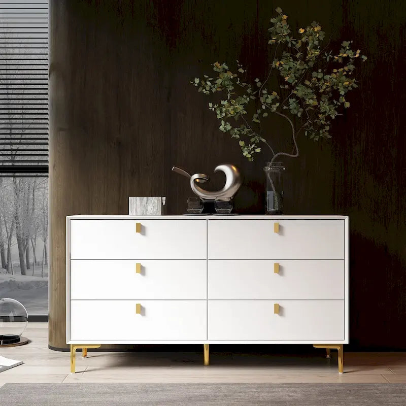 6 Drawers Storage Dresser Mid Century Chest of Drawer Sideboard 33