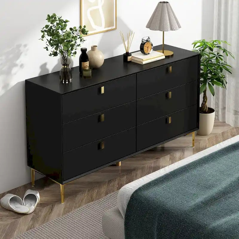 Comò a 6 cassetti, credenza stile Mid-Century, cassettiera