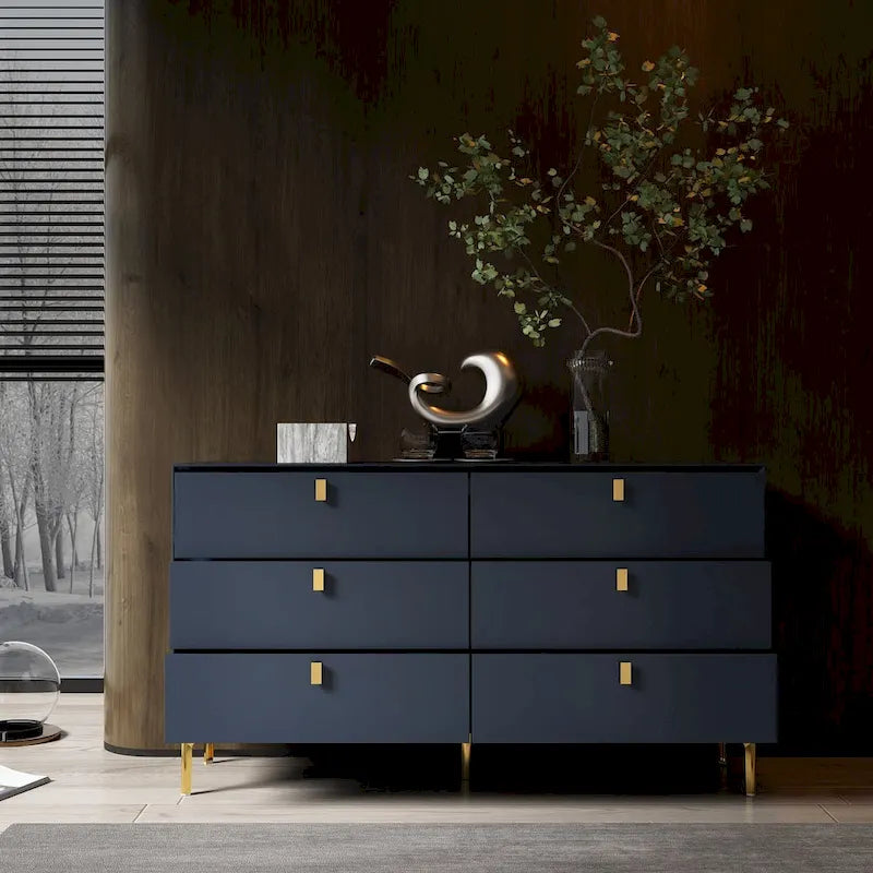 6 Drawers Storage Dresser Mid Century Chest of Drawer Sideboard 4