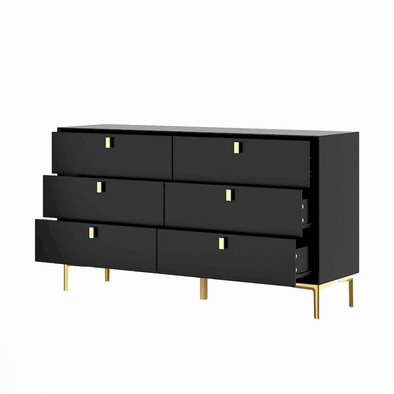 6 Drawers Storage Dresser Mid Century Chest of Drawer Sideboard 7