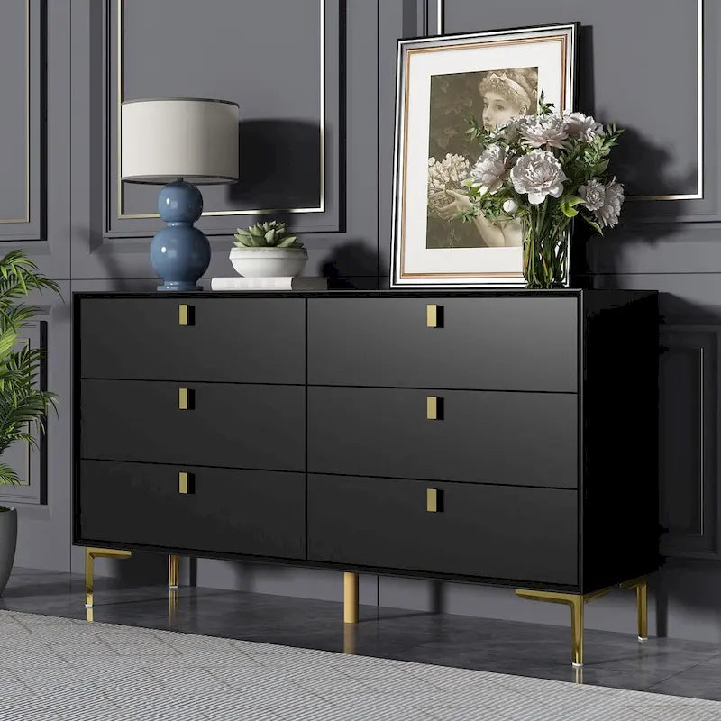 6 Drawers Storage Dresser Mid Century Chest of Drawer Sideboard 14