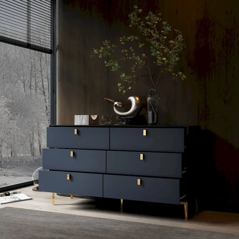 6 Drawers Storage Dresser Mid Century Chest of Drawer Sideboard 15