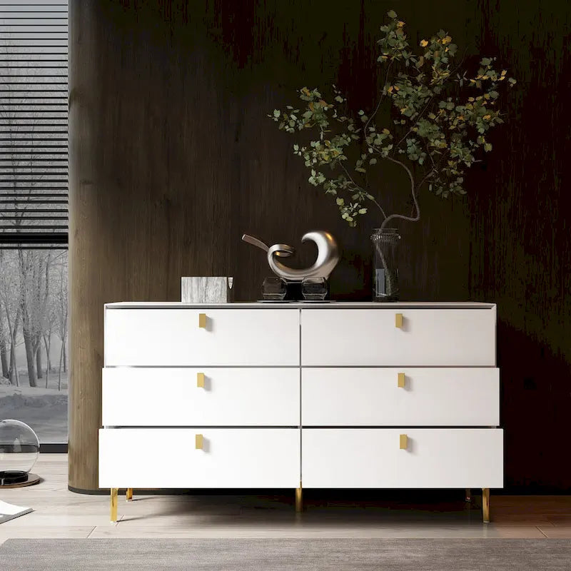 6 Drawers Storage Dresser Mid Century Chest of Drawer Sideboard 28
