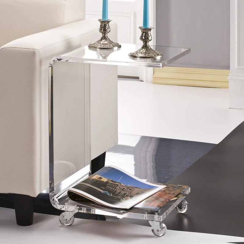 C Shape 100-percent Acrylic Indoor/Outdoor Accent Table