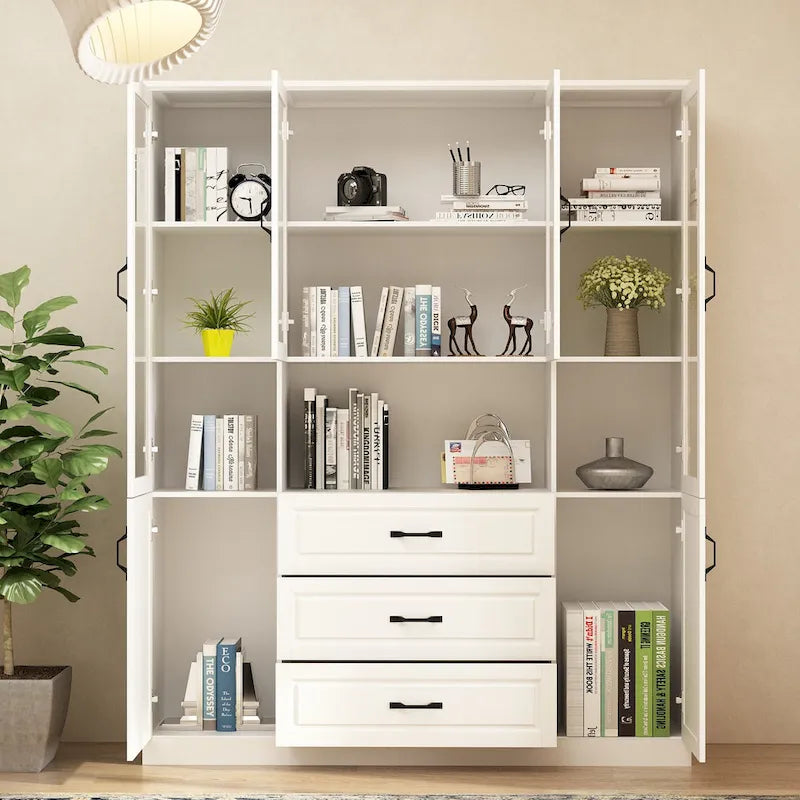 78.7Mobile Madia Espositore Libreria Modulare Bianca con Ante a Vetro 22