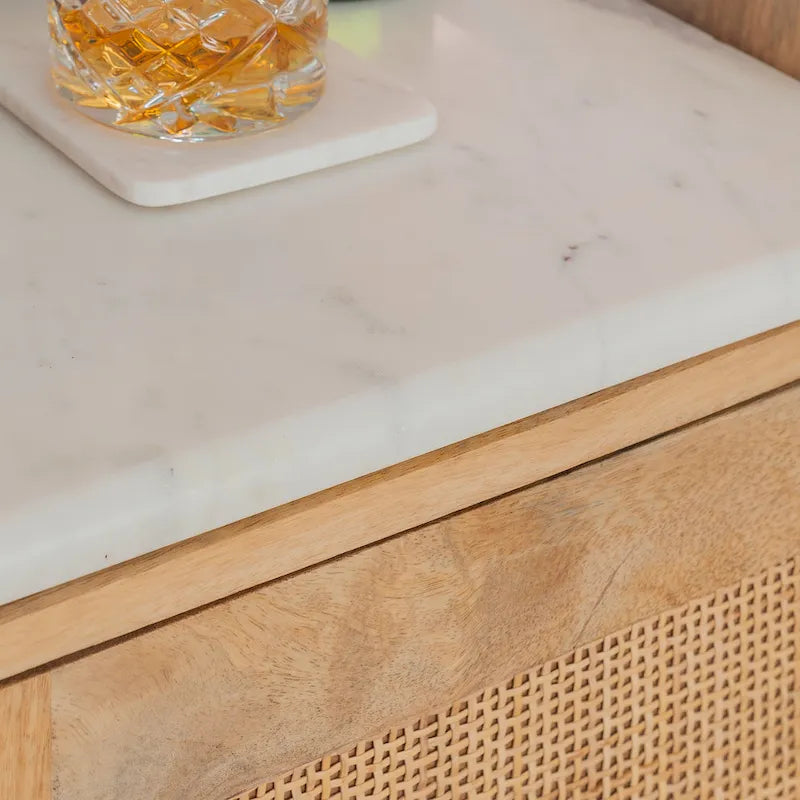 Spence Wooden Bar Cabinet with Marble Top 3