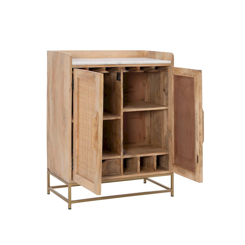 Spence Wooden Bar Cabinet with Marble Top 13