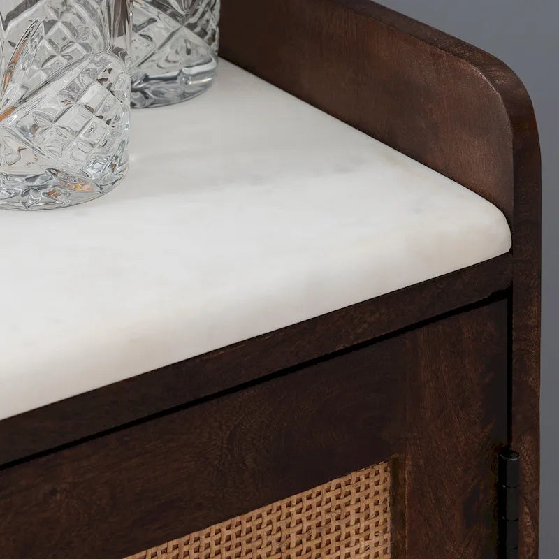 Spence Wooden Bar Cabinet with Marble Top 20