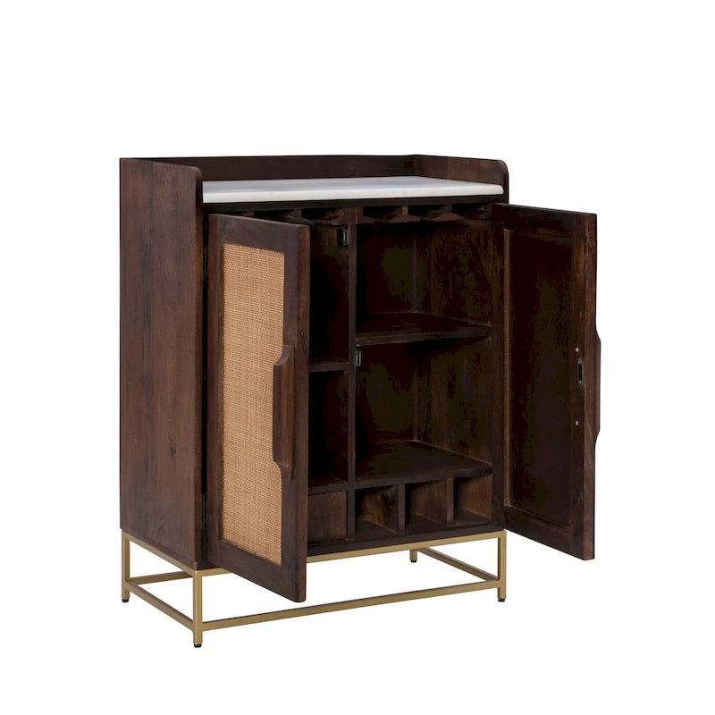 Spence Wooden Bar Cabinet with Marble Top 27
