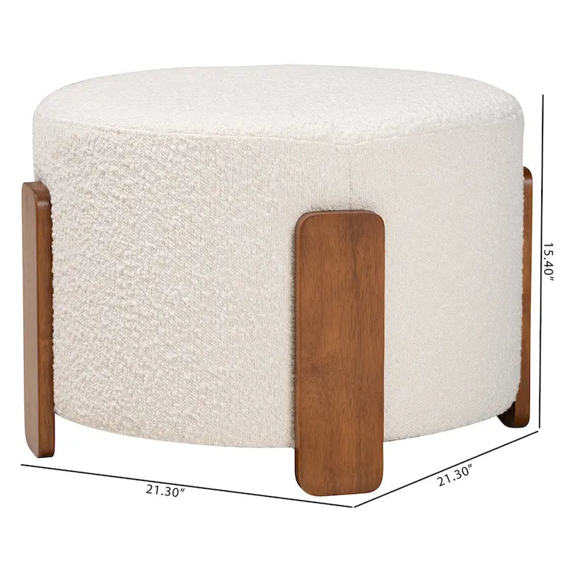 Finlay Modern Japandi Boucle Fabric and Wood Ottoman Footstool 8