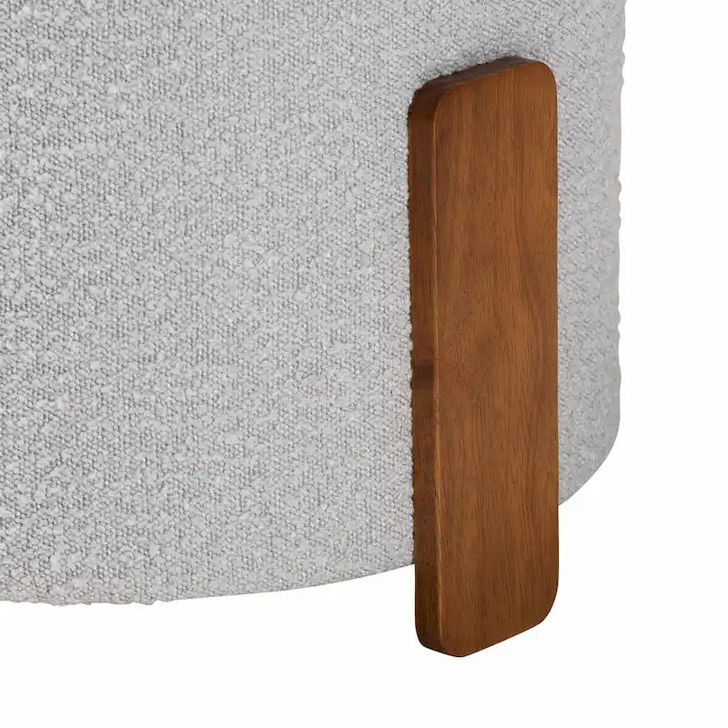 Finlay Modern Japandi Boucle Fabric and Wood Ottoman Footstool 12