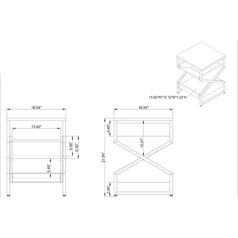 Tavolino in metallo DH BASIC Industrial da 17 pollici con 1 ripiano aperto di Denhour 7