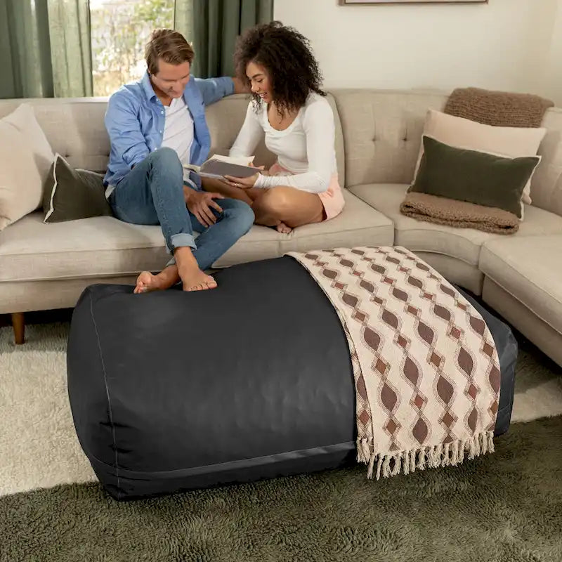 Atrium Collection Lino Ottoman - Oversized Large Couch Ottoman & Lounger - Faux Leather 4