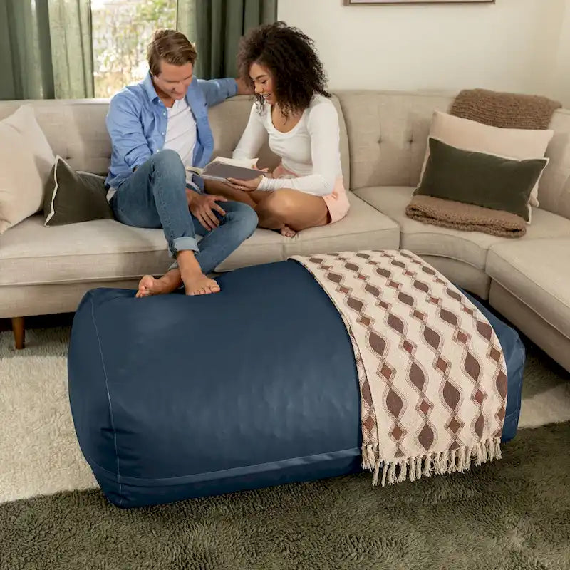 Atrium Collection Lino Ottoman - Oversized Large Couch Ottoman & Lounger - Faux Leather 24