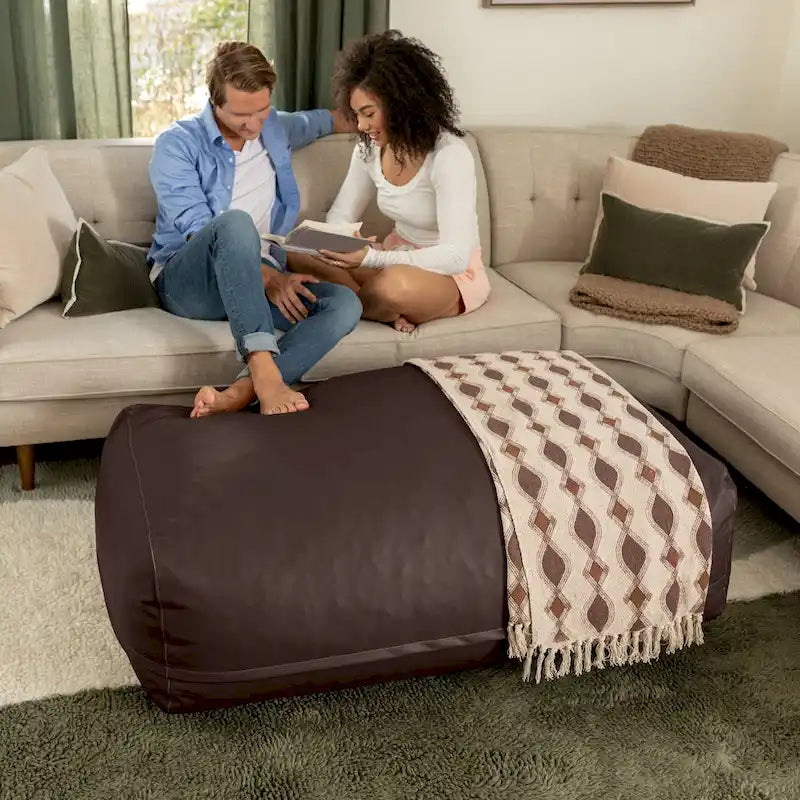 Atrium Collection Lino Ottoman - Oversized Large Couch Ottoman & Lounger - Faux Leather 29